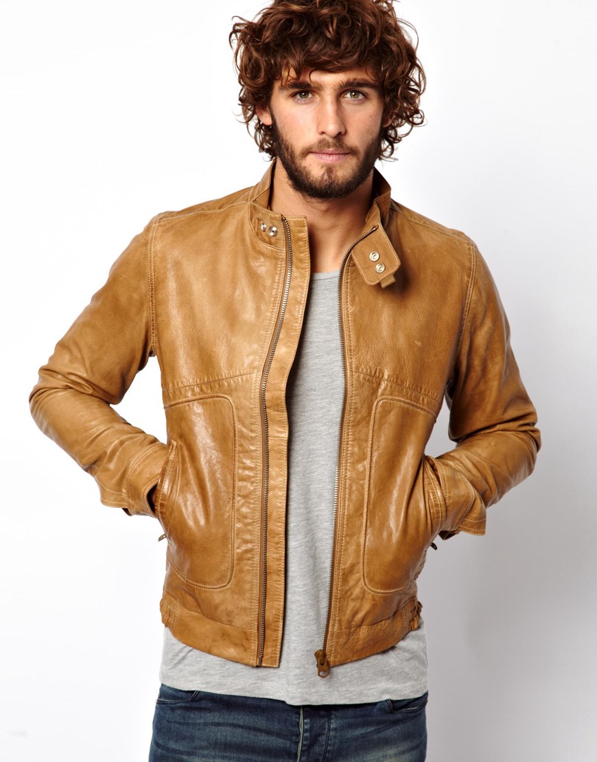 ASOS G Star Leather Jacket in Brown for Men | Lyst