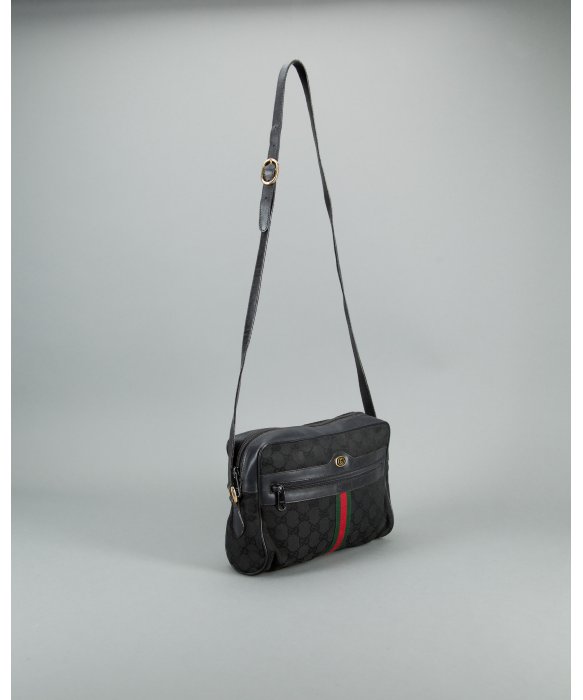 Lyst Gucci Preowned Black Gg Canvas Web Striped Vintage Crossbody Gallery