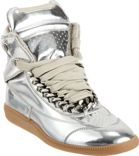 Maison Margiela Chainlink Hightop Sneaker in Silver for Men | Lyst