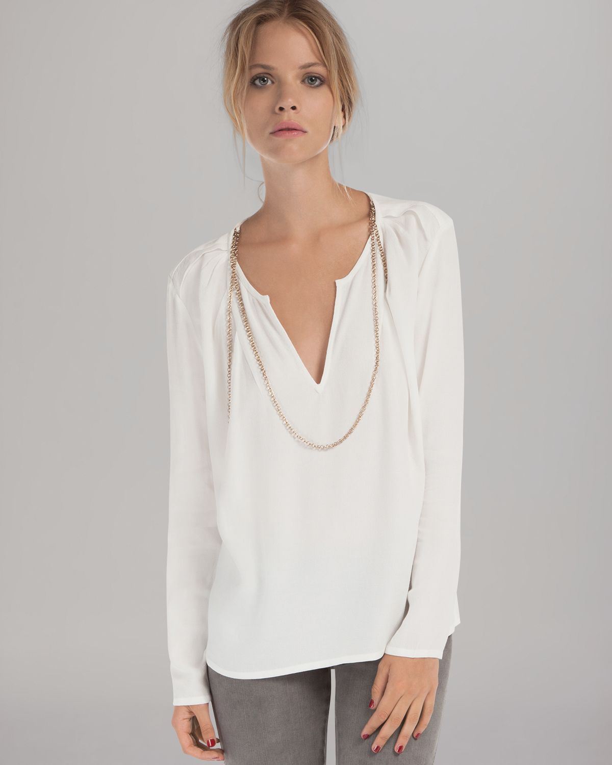 Maje Chain Detail Blouse in White Lyst