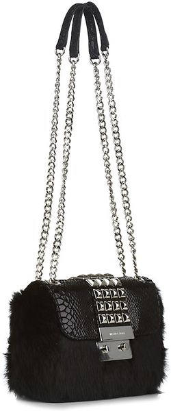 Michael Michael Kors Flurry Studded Flap Front Bag in Black (silver) | Lyst