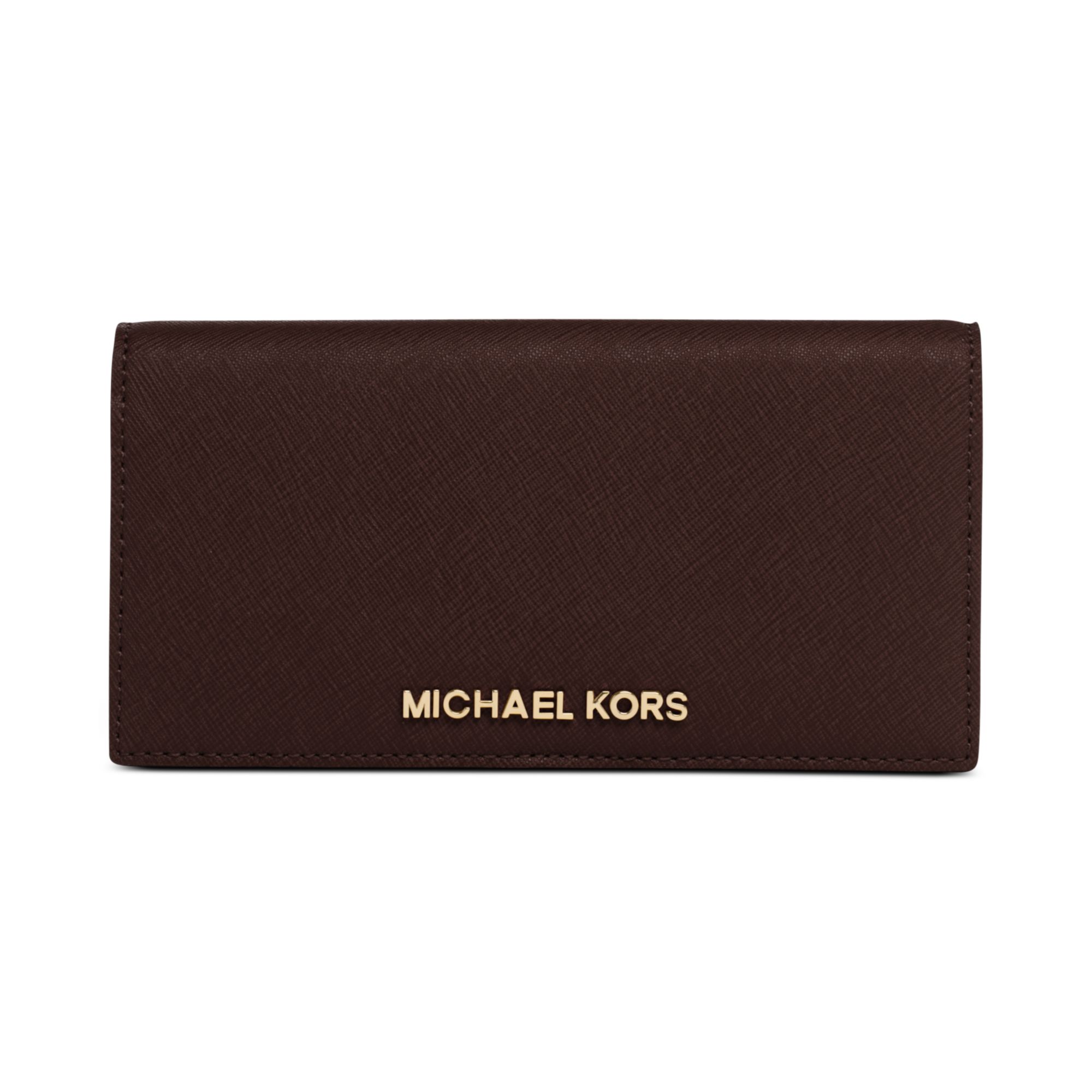 Michael Kors Michael Jet Set Travel Large Slim Wallet in Brown (COFFEE ...