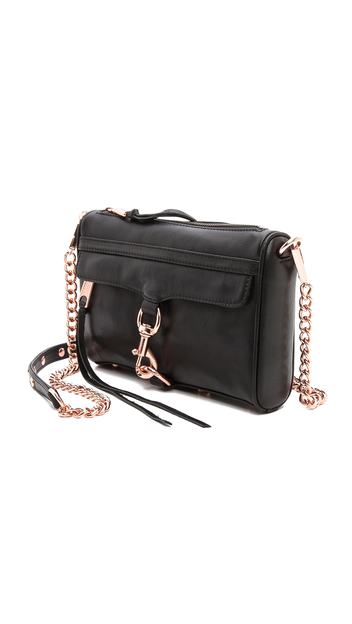 Rebecca Minkoff Mini Mac Bag With Rose Gold Hardware - Black | Lyst