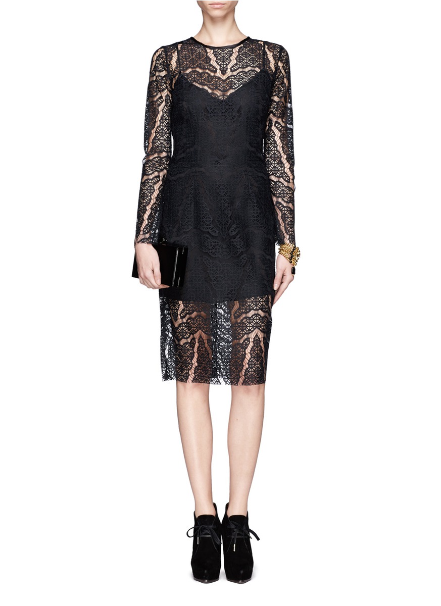 Sandro Lace Overlay Dress in Black - Lyst