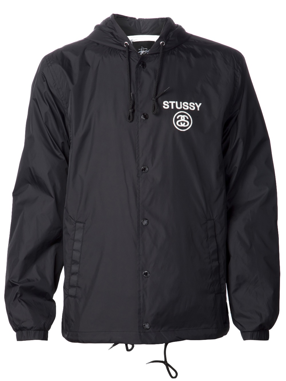 Stussy Hooded Coaches Jacket in Black for Men | Lyst