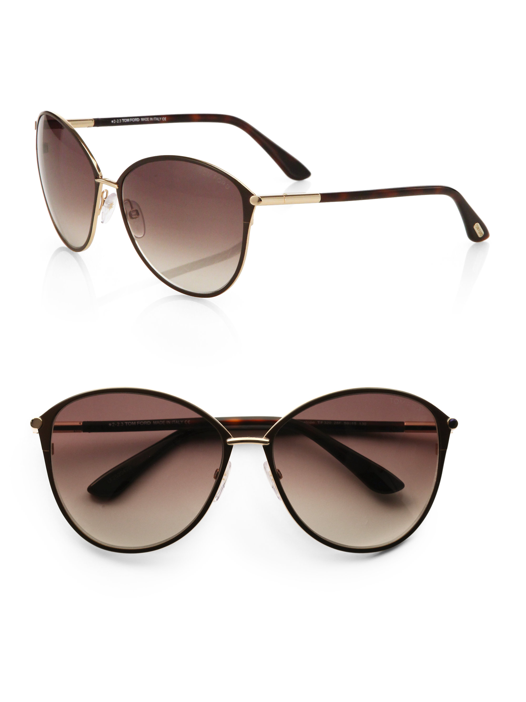 Tom Ford Penelope Metal Cats Eye Sunglasses In Gold Metallic Lyst 