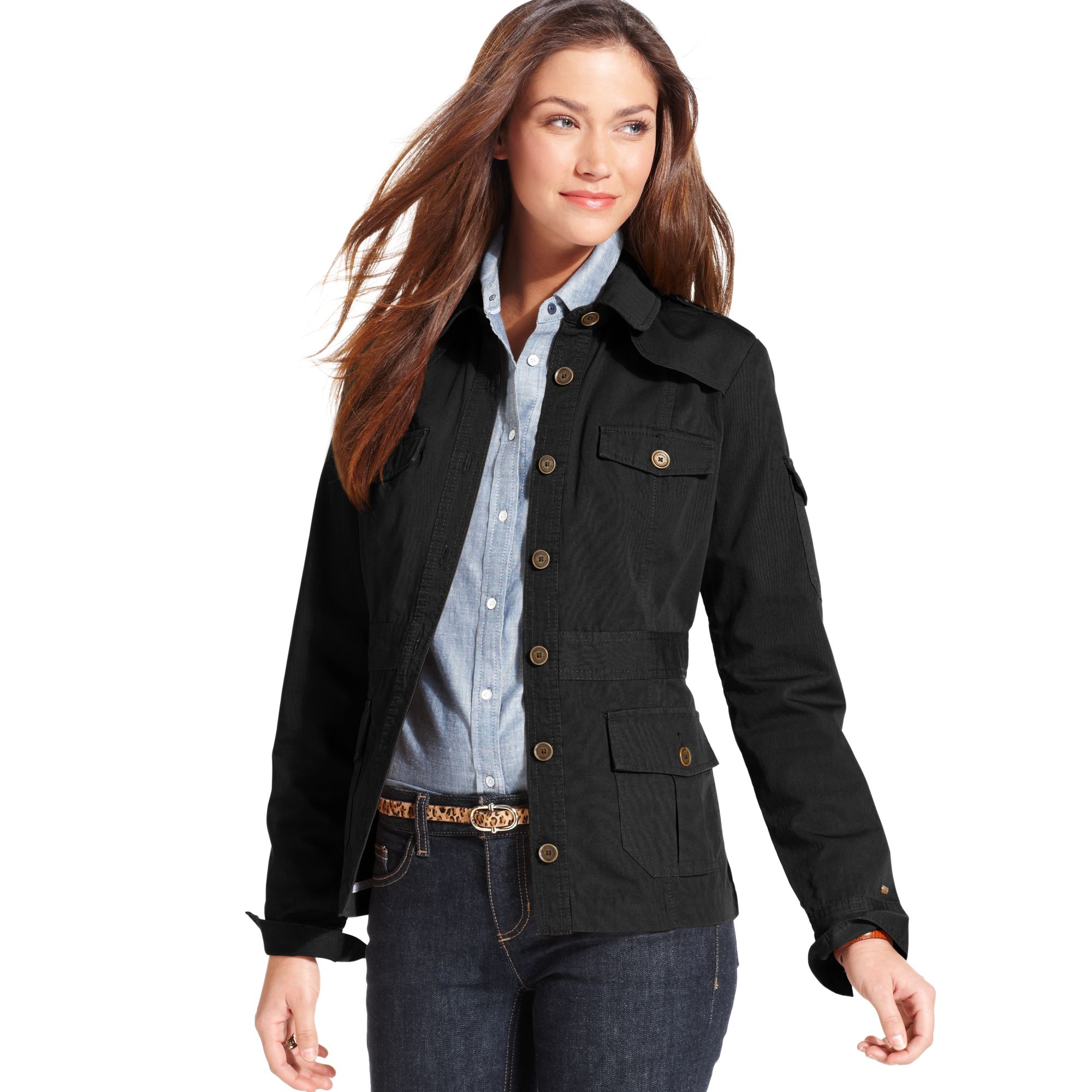 Tommy hilfiger Lightweight Safari Jacket in Black | Lyst