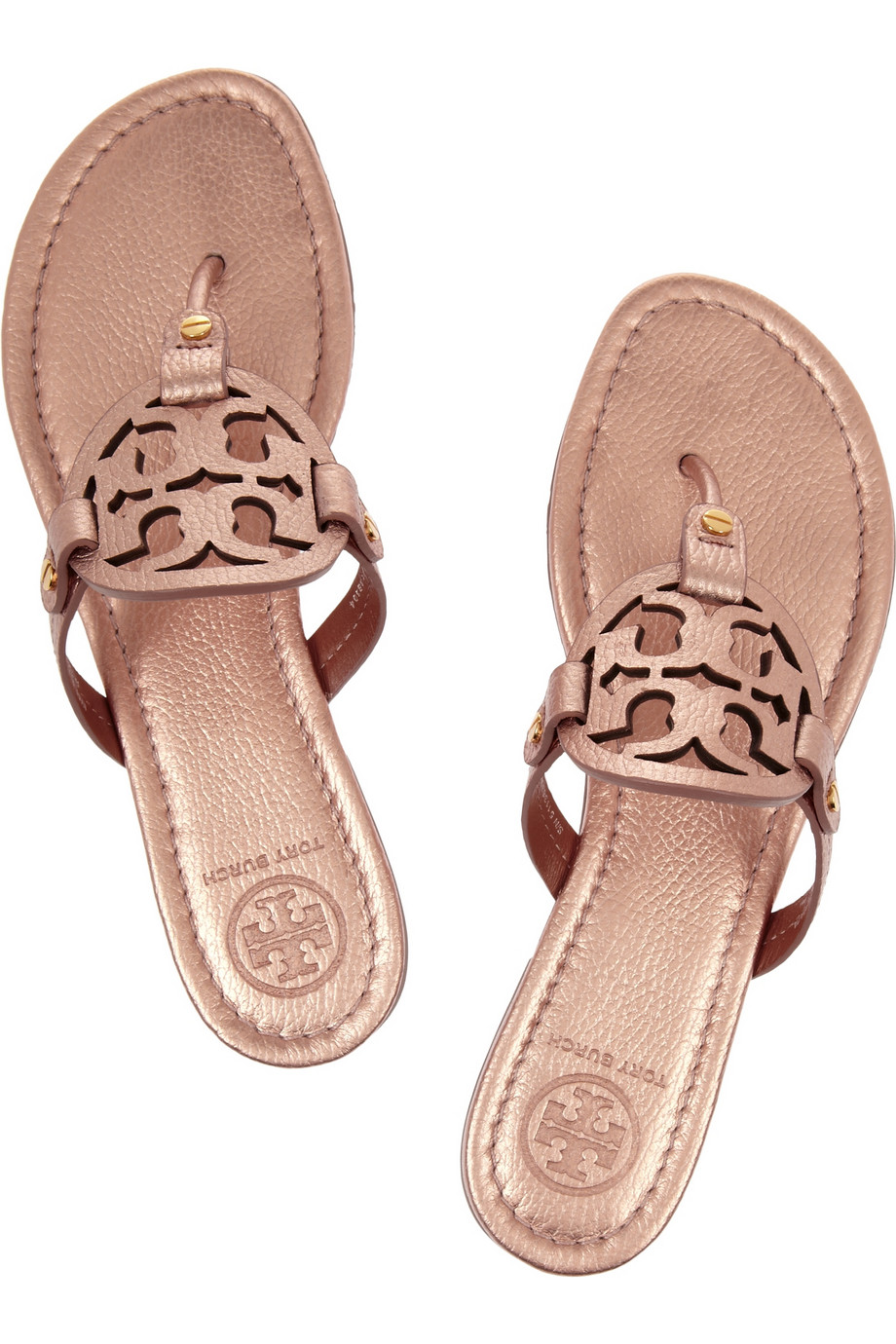 Tory Burch Miller Metallic Leather Sandals in Rose Gold (Pink) - Lyst