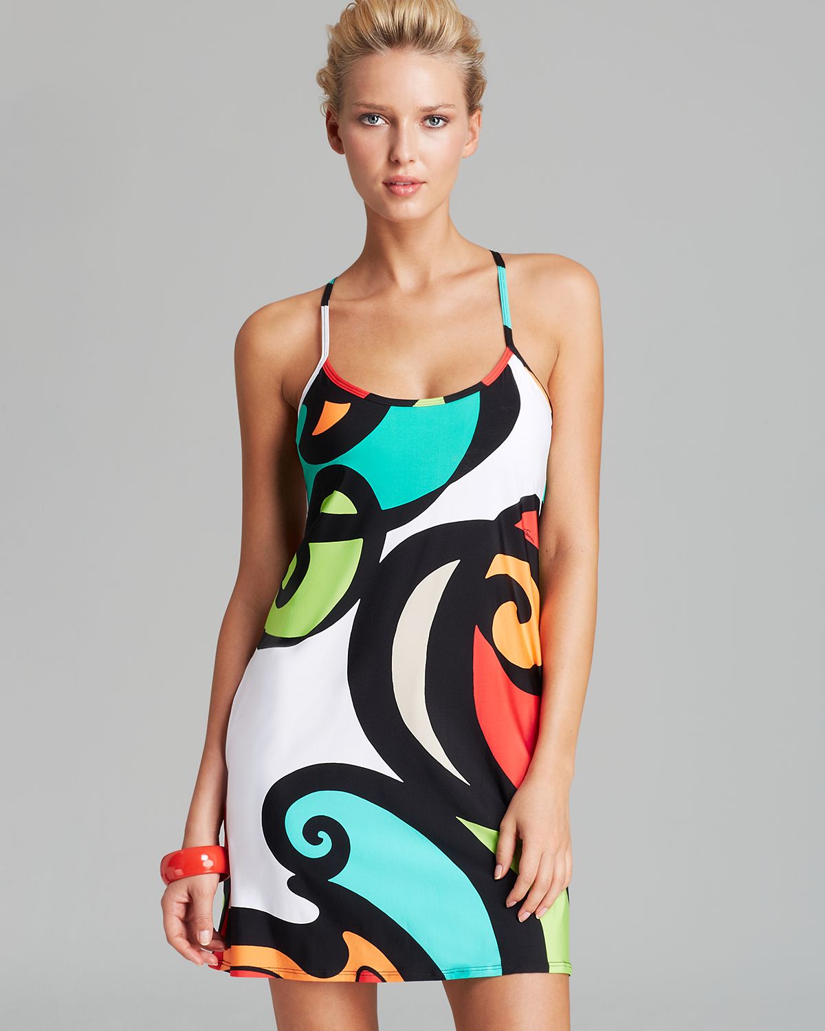 Trina Turk Pop Wave Short Tank Swim 