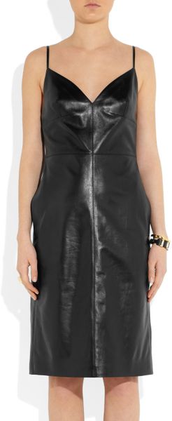 Valentino Leather Dress in Black | Lyst