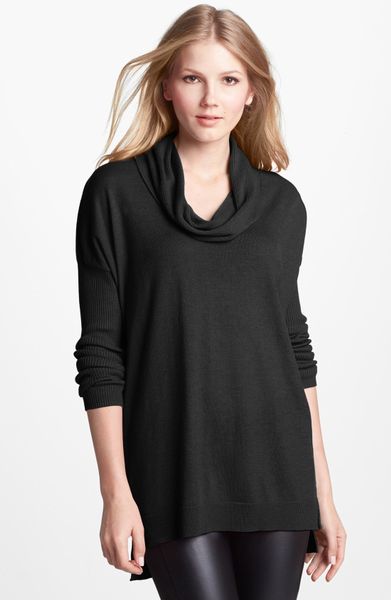 Vince Camuto Cowl Neck Tunic Sweater in Black (Rich Black) | Lyst