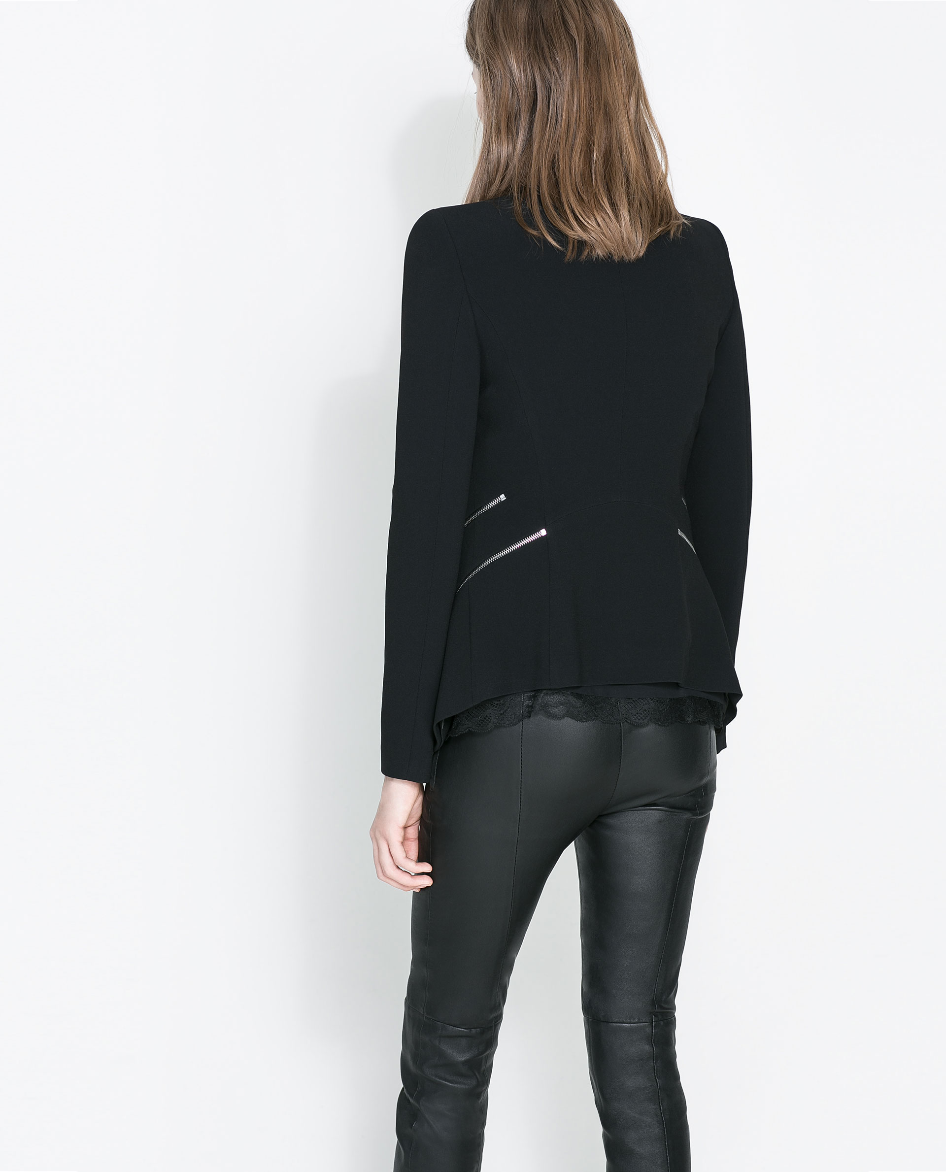 Zara Blazer With Zips in Black Lyst