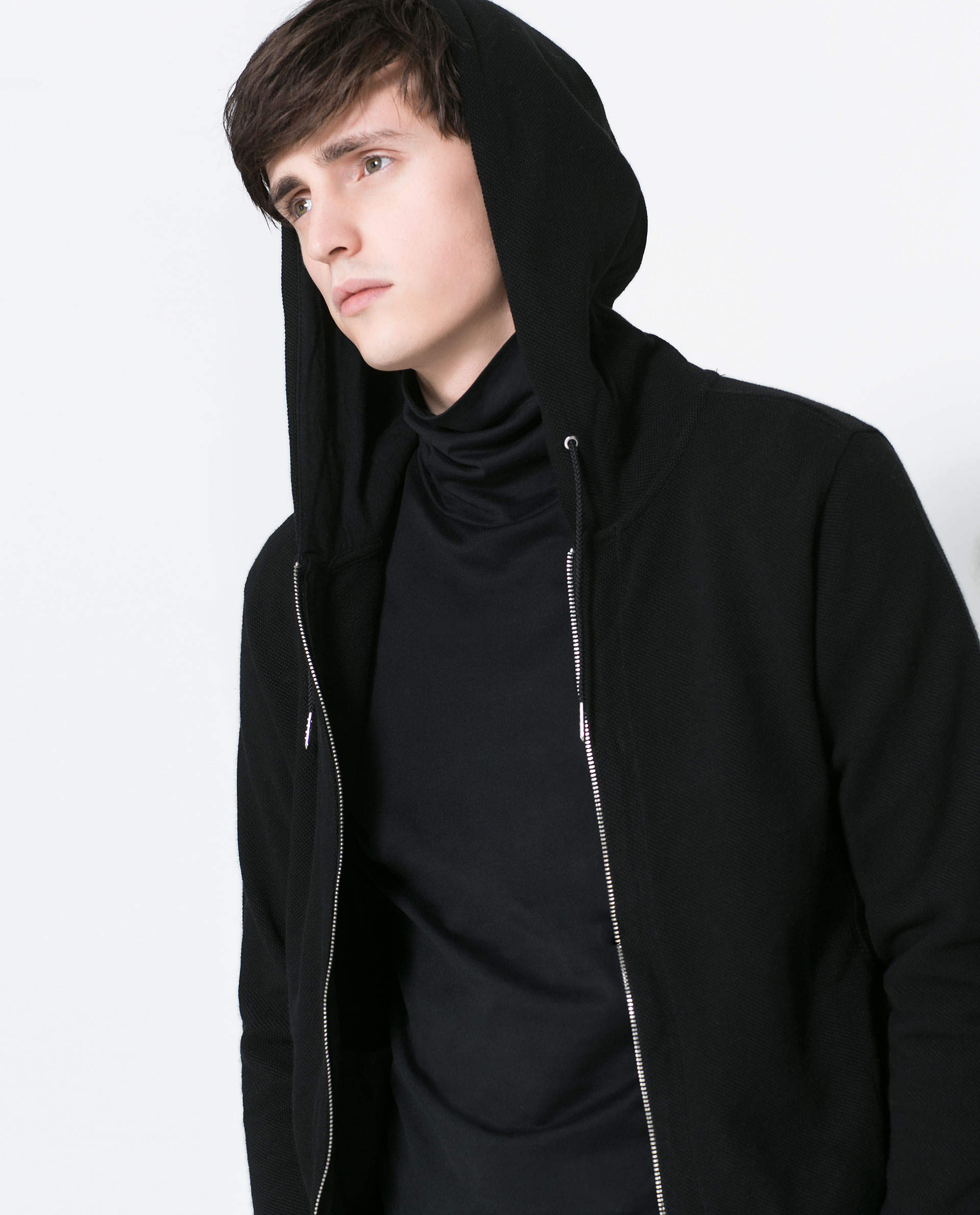 Zara Open Hooded Sweatshirt in Black for Men Lyst