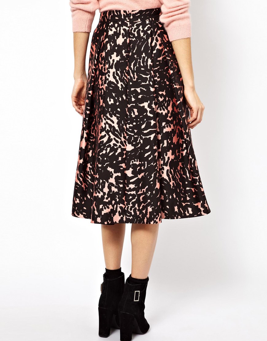 Asos Whistles Ivy Smudge Print Midi Skirt | Lyst