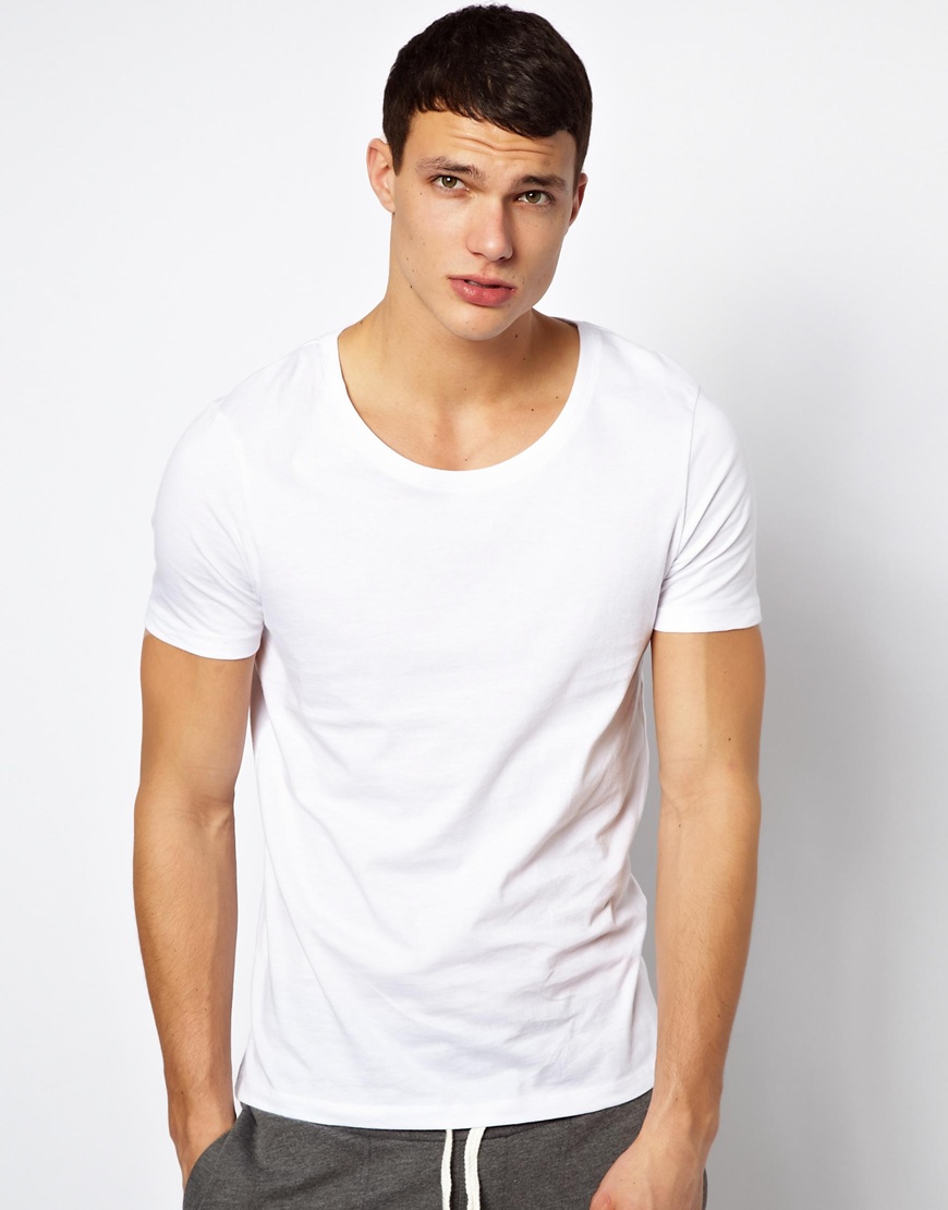 Lyst - Asos Scoop Neck Tshirt in White for Men