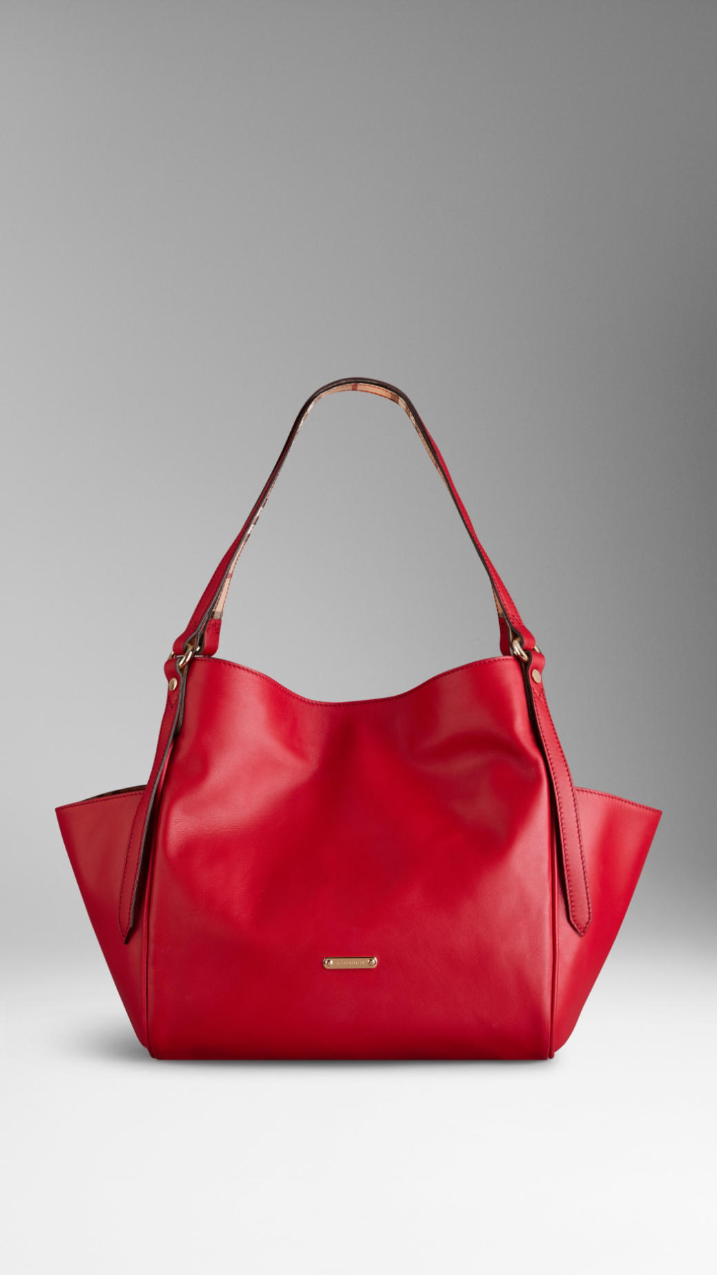Burberry Red Small Na Leather Tote Bag