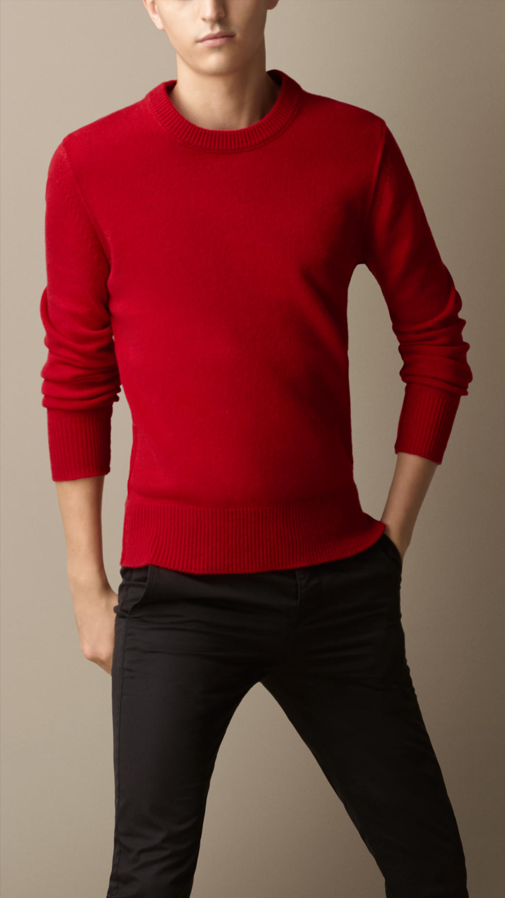 Burberry Elbow Patch Cashmere Sweater in Red for Men | Lyst