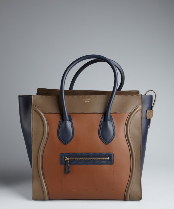 Cline Camel Colorblock Calfskin Luggage Shopper in Beige (camel ...  