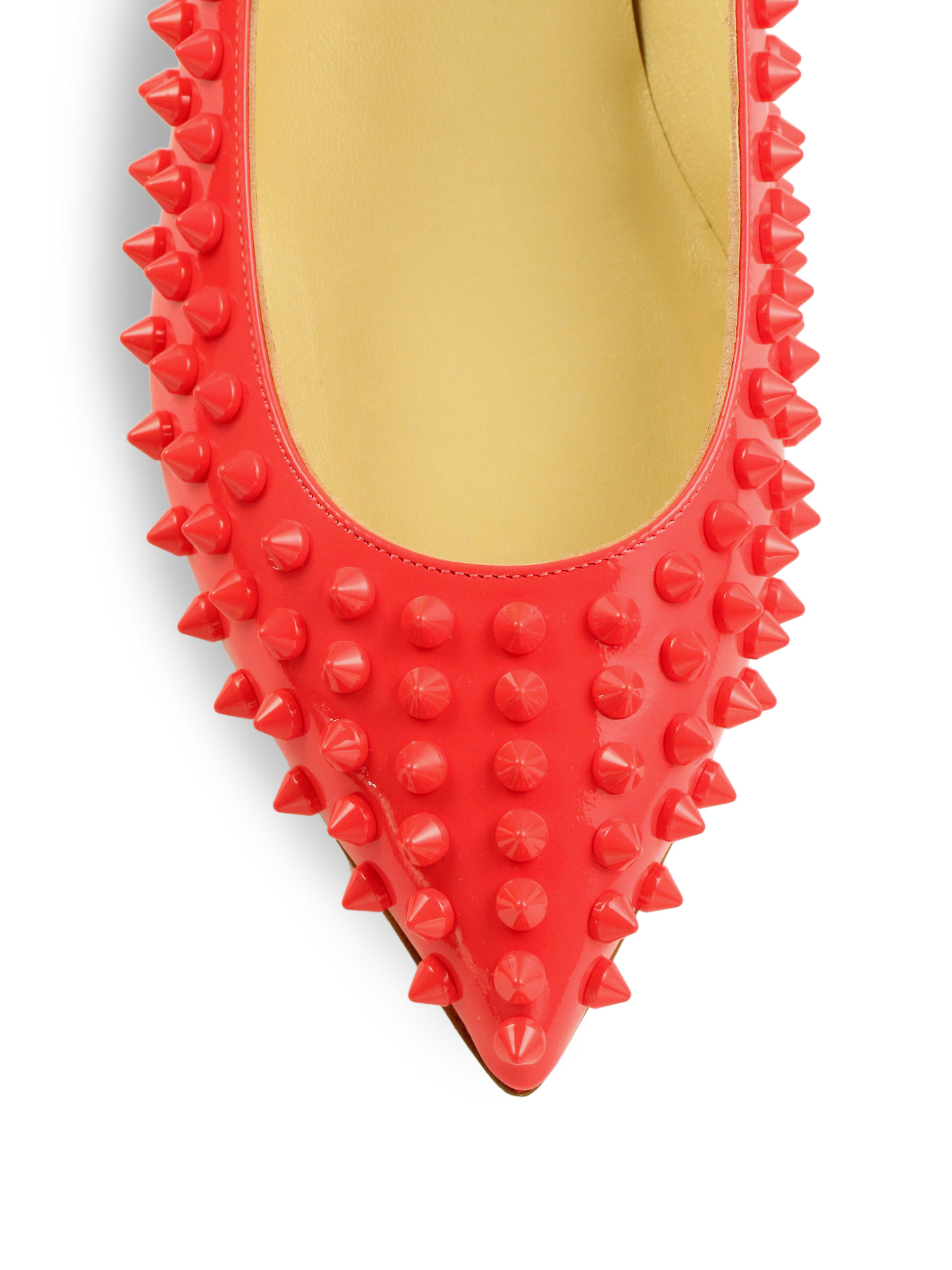 Christian louboutin Pigalle Spiked Patent Leather Flats in Red ...  