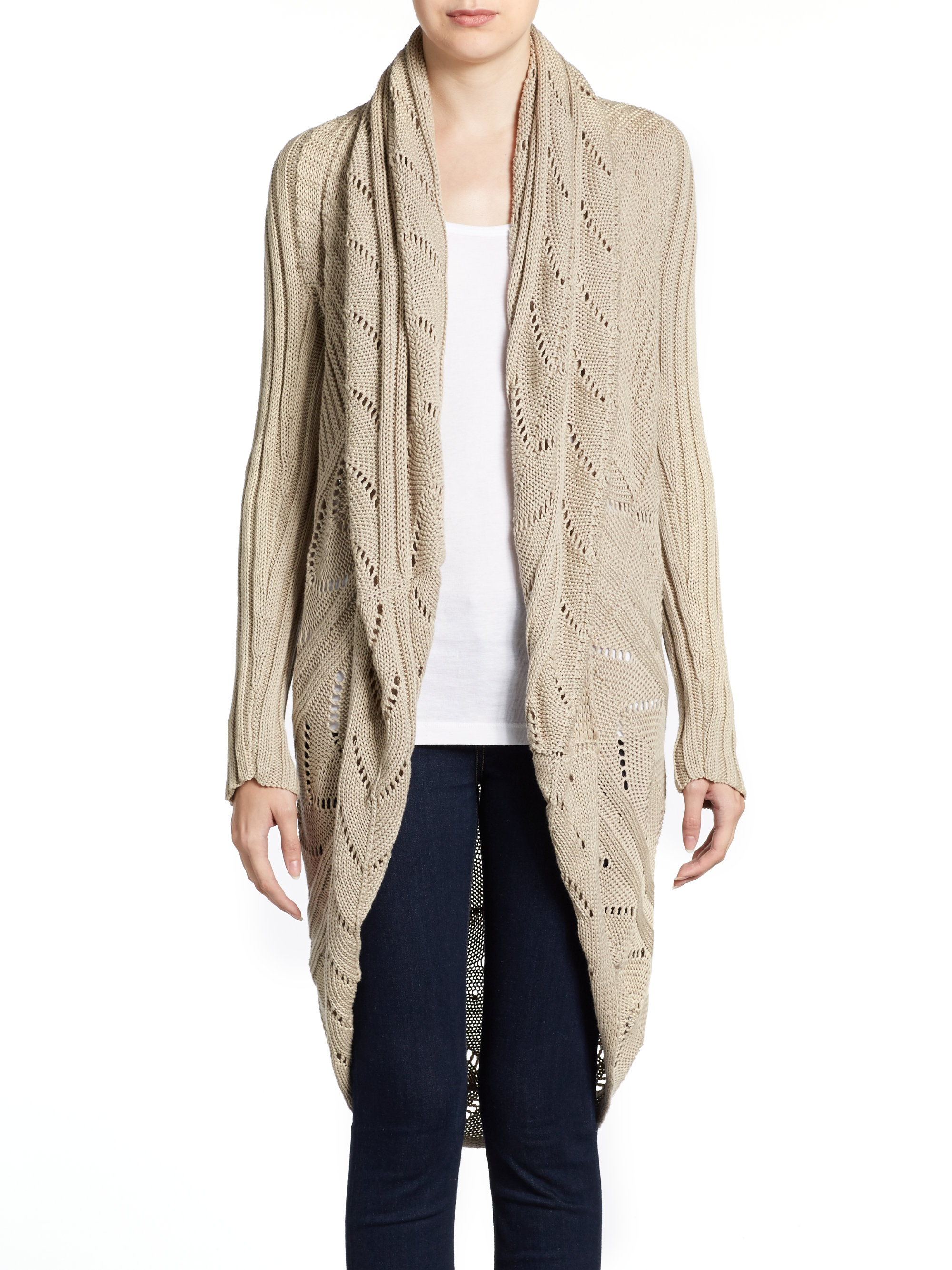 Cotton by autumn cashmere Knit Openfront Cardigan in Natural | Lyst