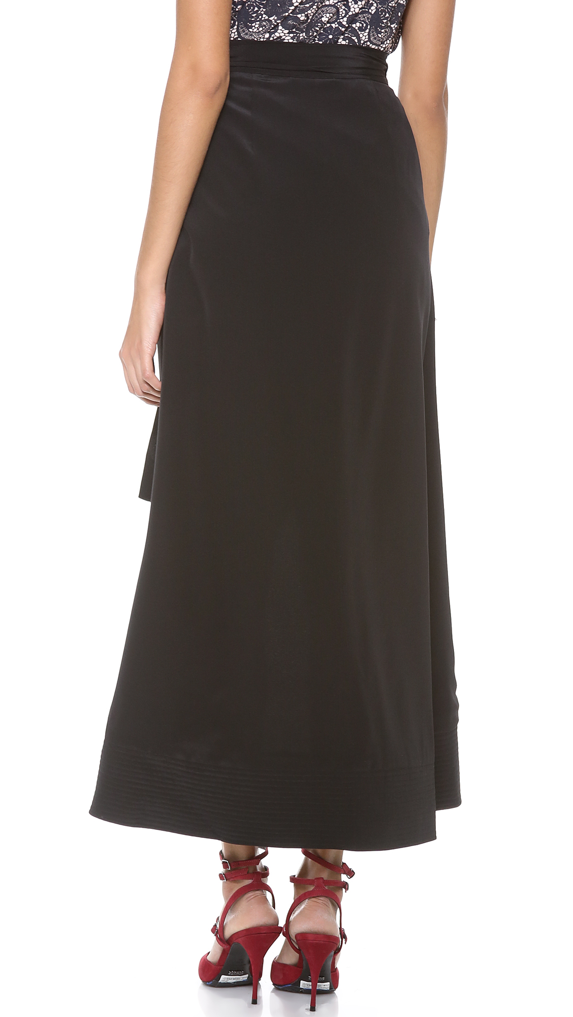 Cynthia Rowley Long Wrap Skirt - Black - Lyst