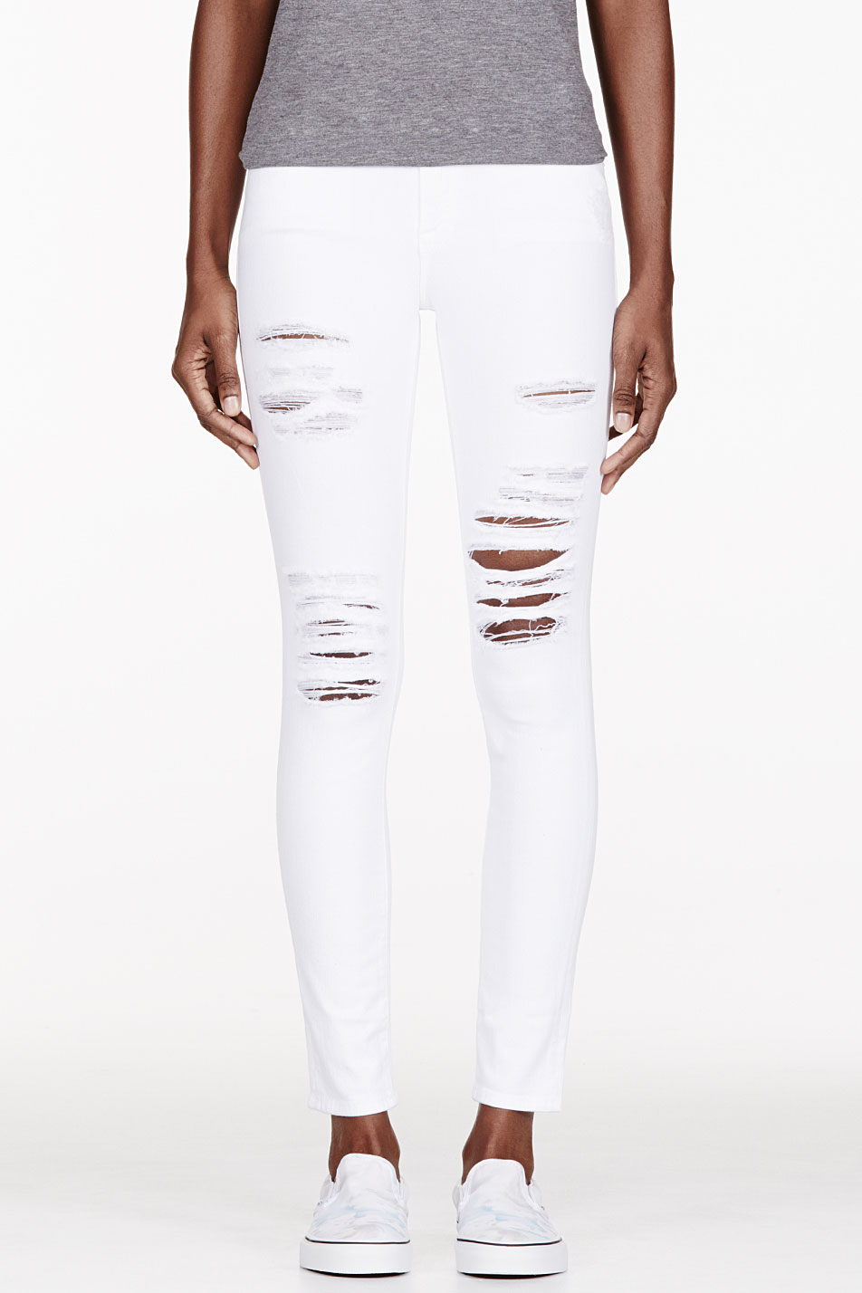 Lyst Frame 'le Skinny De Jeanne' Ripped Jeans in White