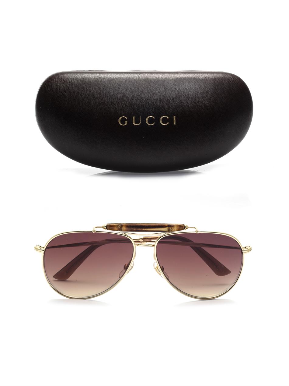 Lyst Gucci Bamboo Aviator Style Sunglasses In Brown For Men