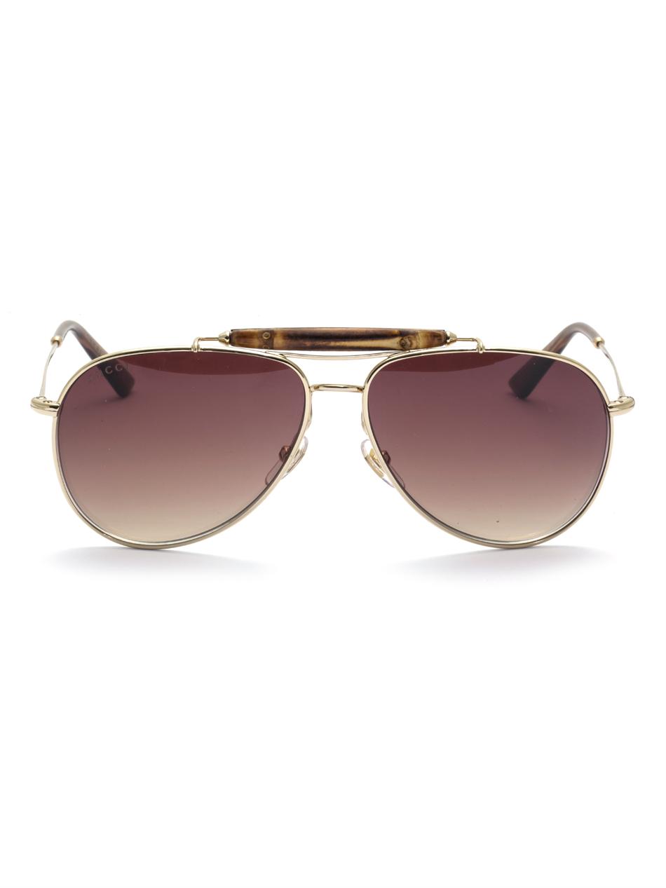 Lyst Gucci Bamboo AviatorStyle Sunglasses in Brown for Men