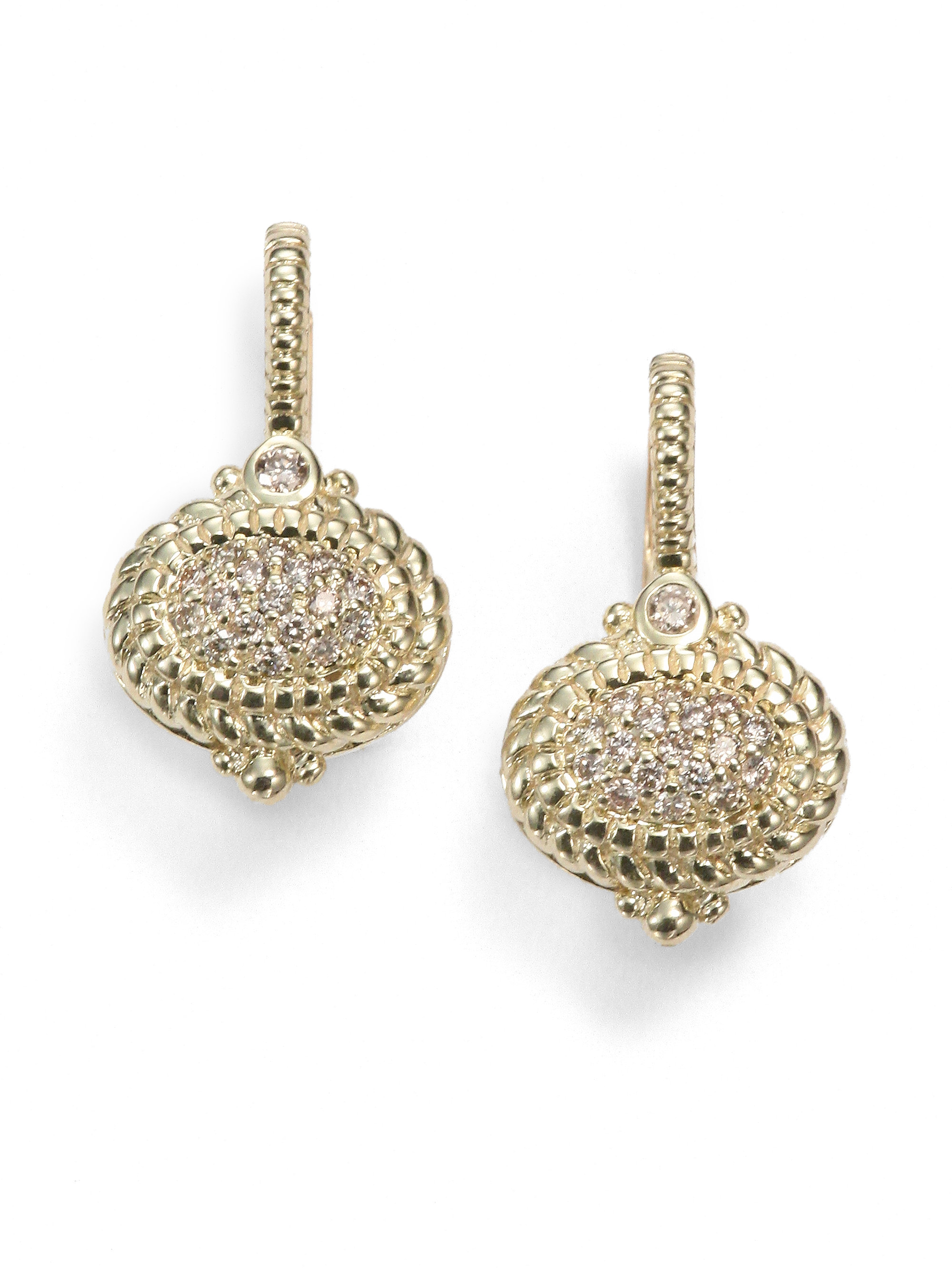 Lyst Judith Ripka Pave Diamond 14k Yellow Gold Drop Earrings In Gallery