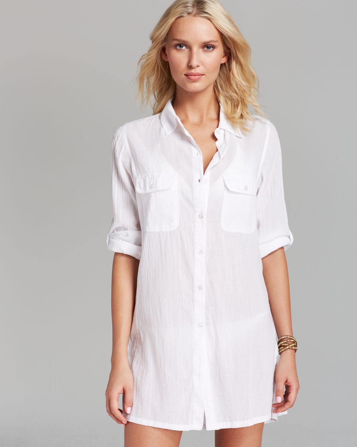 white cotton swim cover up