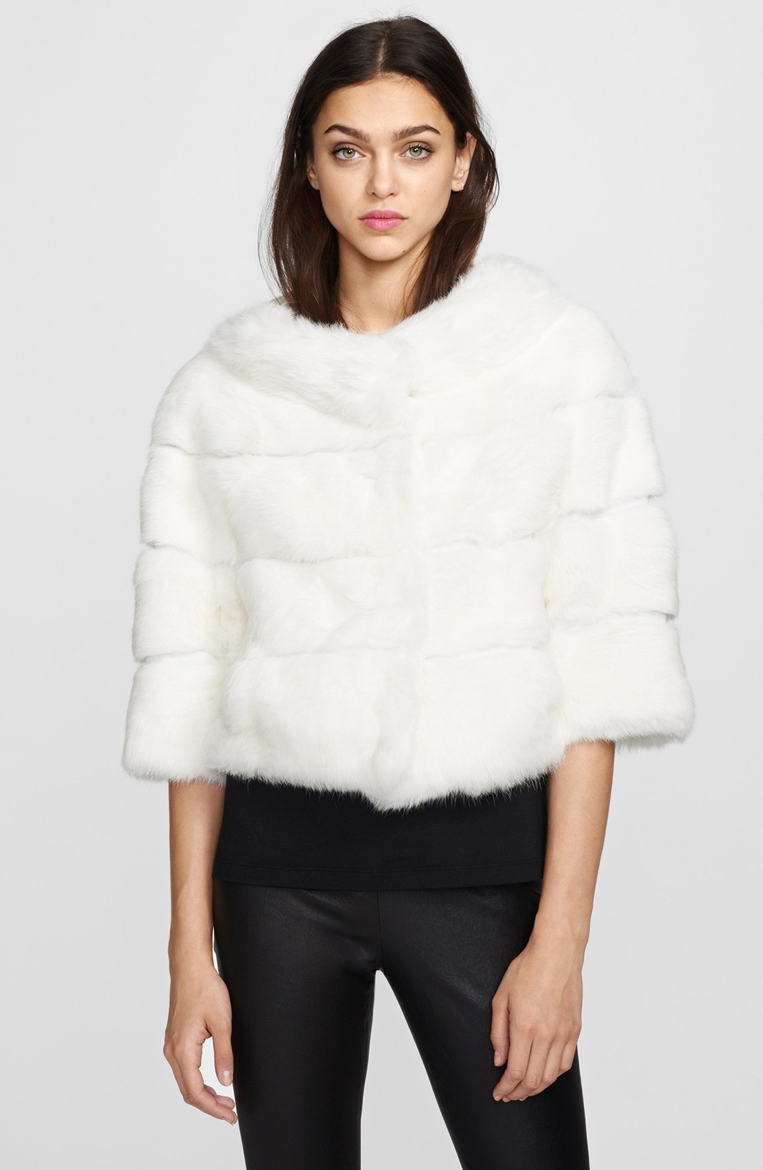 Red Valentino Genuine Rabbit Fur Coat in Beige (Cream) | Lyst