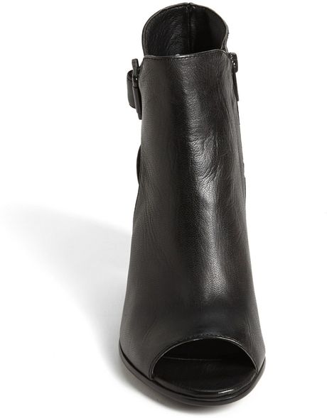 Steve Madden Nextstar Peep Toe Bootie in Black (Black Leather) | Lyst