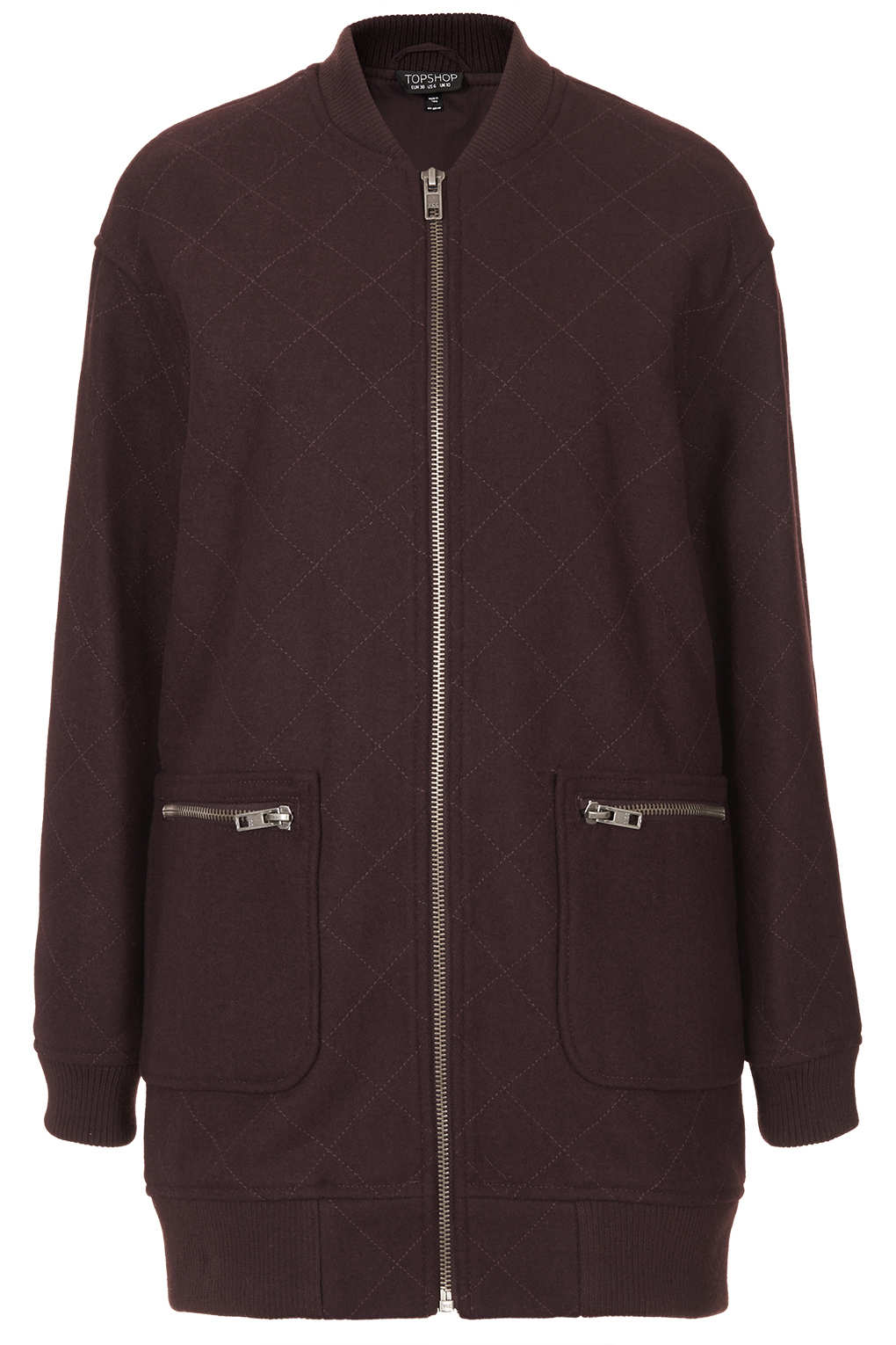 Lyst Quilted Long Line Bomber Jacket in Purple