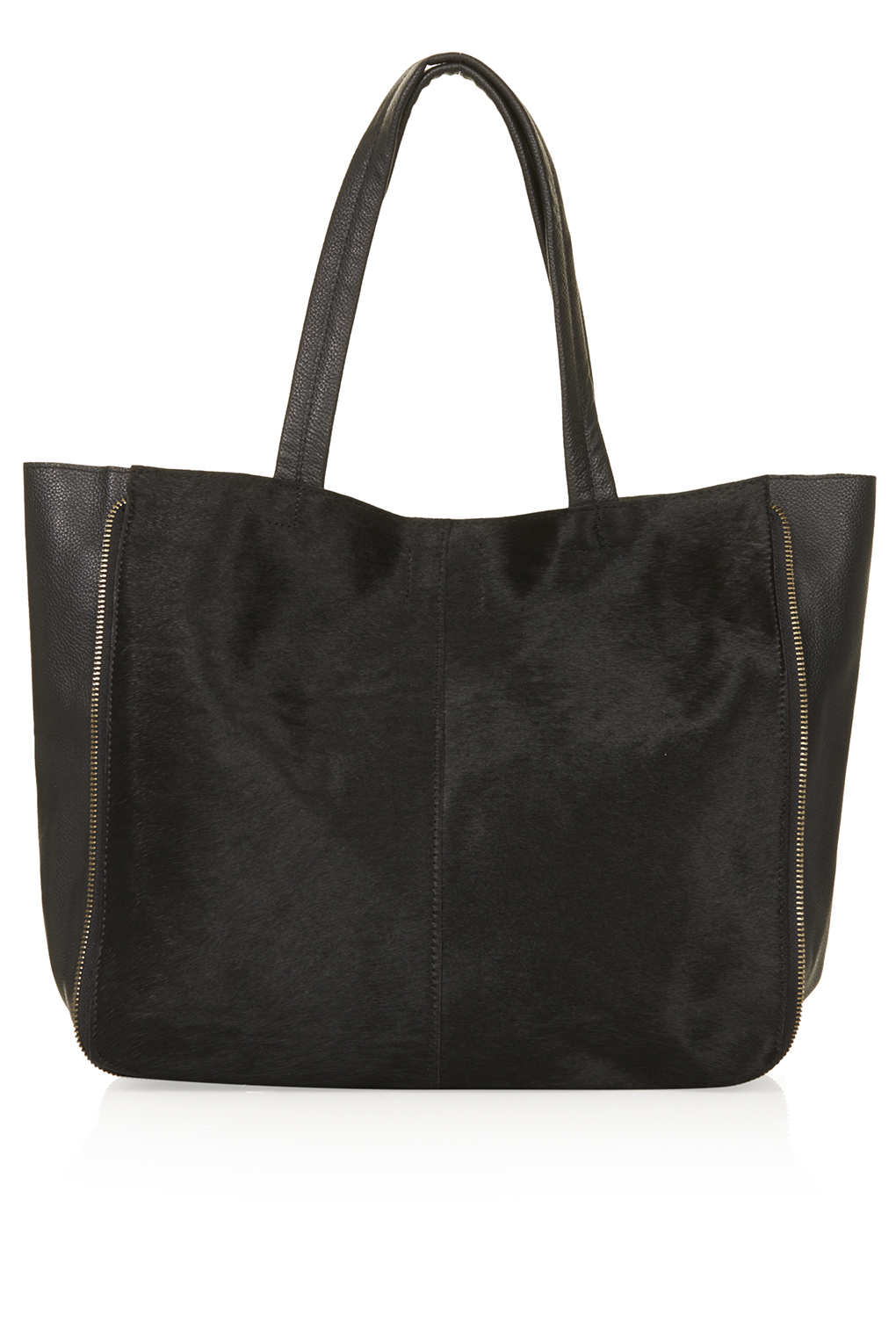 Lyst - Topshop Ponyhair Shopper Bag in Black