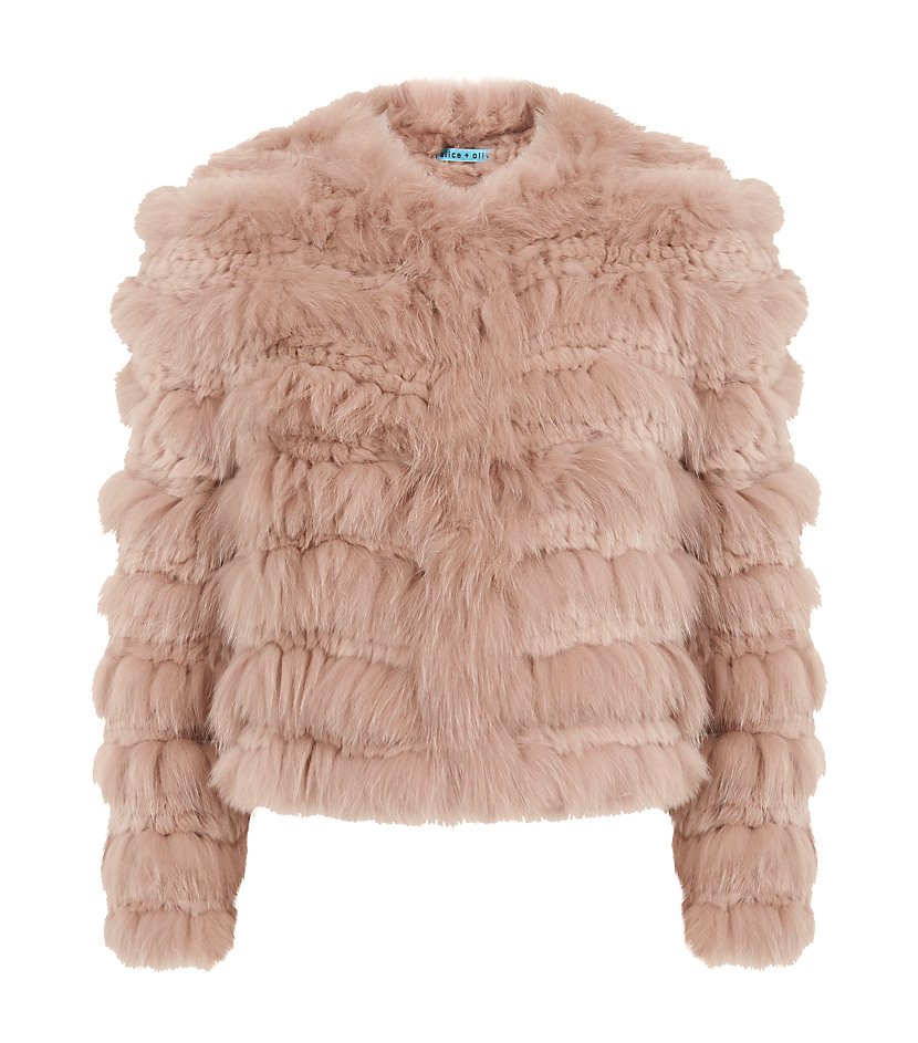 Alice + Olivia Fawn Fur Jacket in Pink (blue) | Lyst