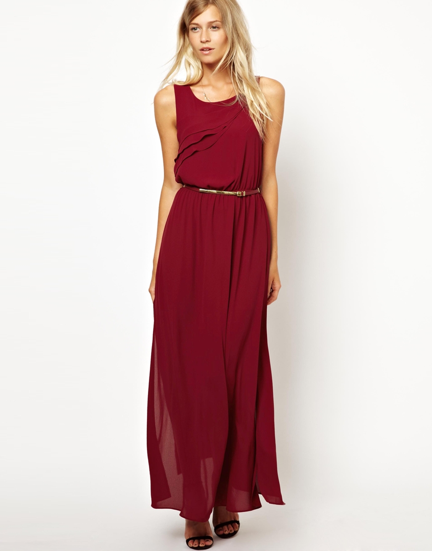 oasis red pleated dress