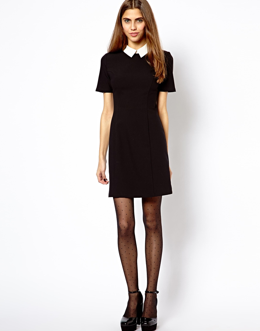 black dress contrast collar