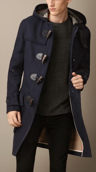 Burberry Double Faced Wool Duffle Coat with Shearling Lining in Blue ...