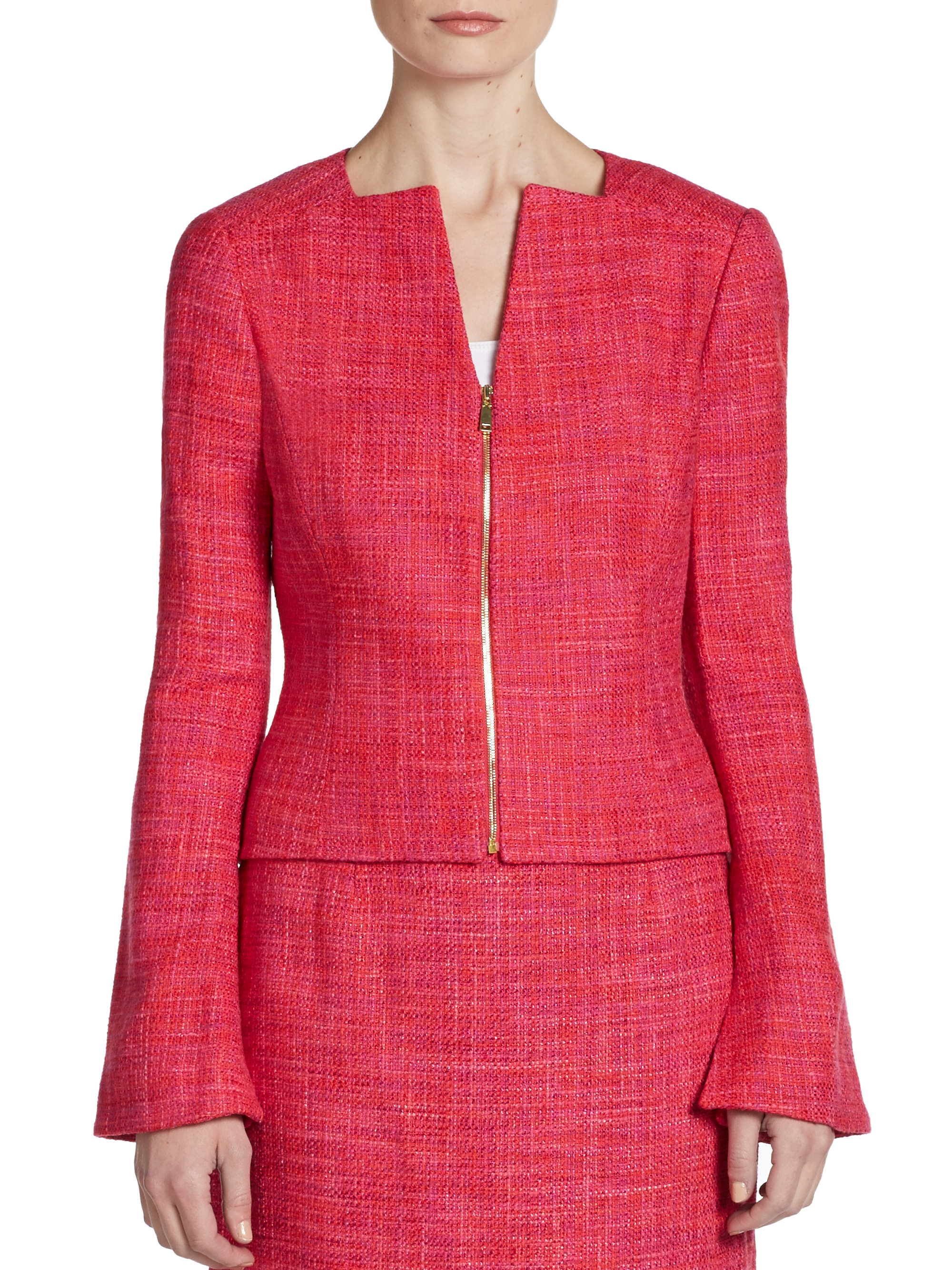 Elie Tahari Monroe Tweed Jacket in Pink - Lyst