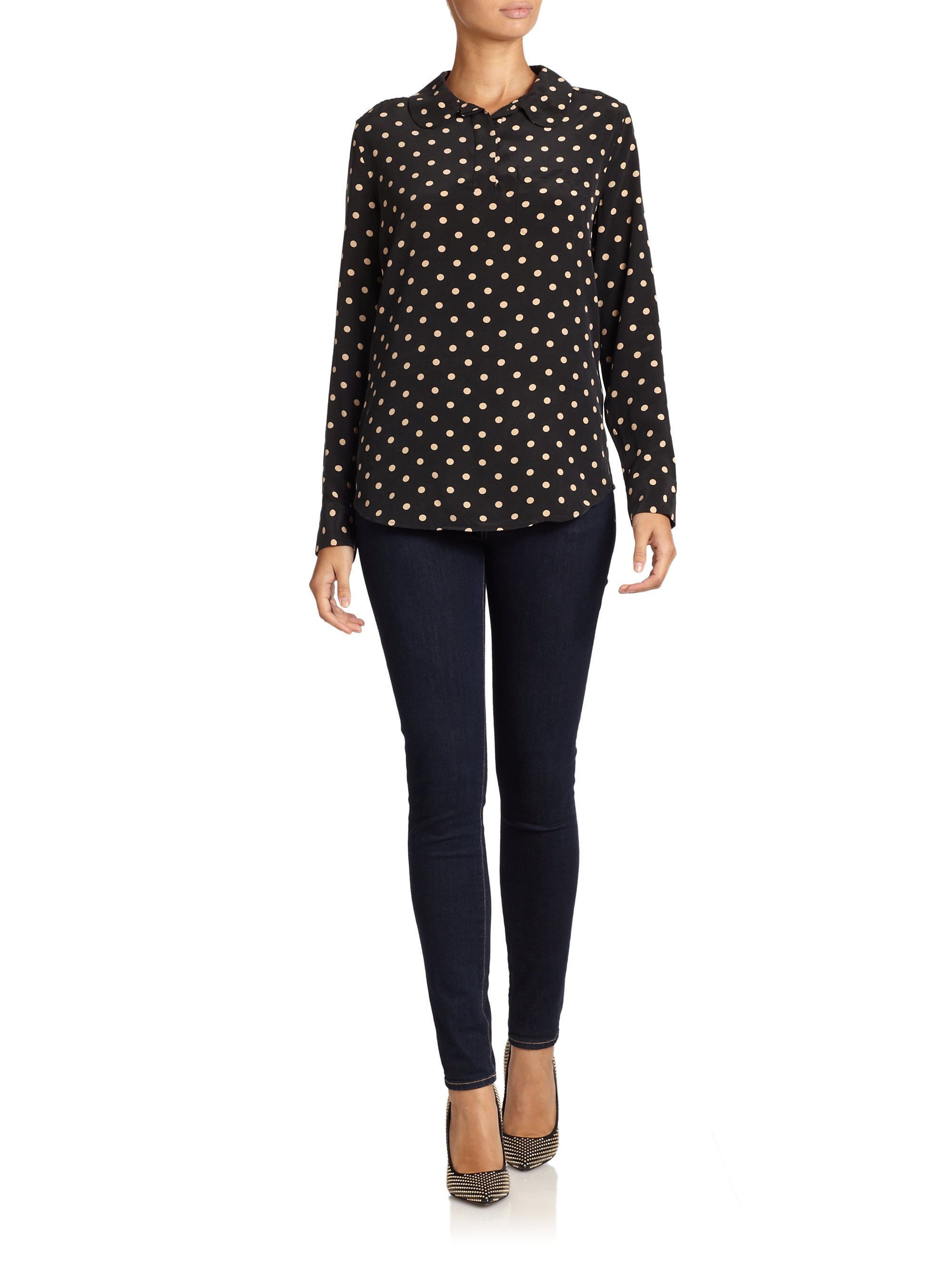 equipment polka dot silk blouse