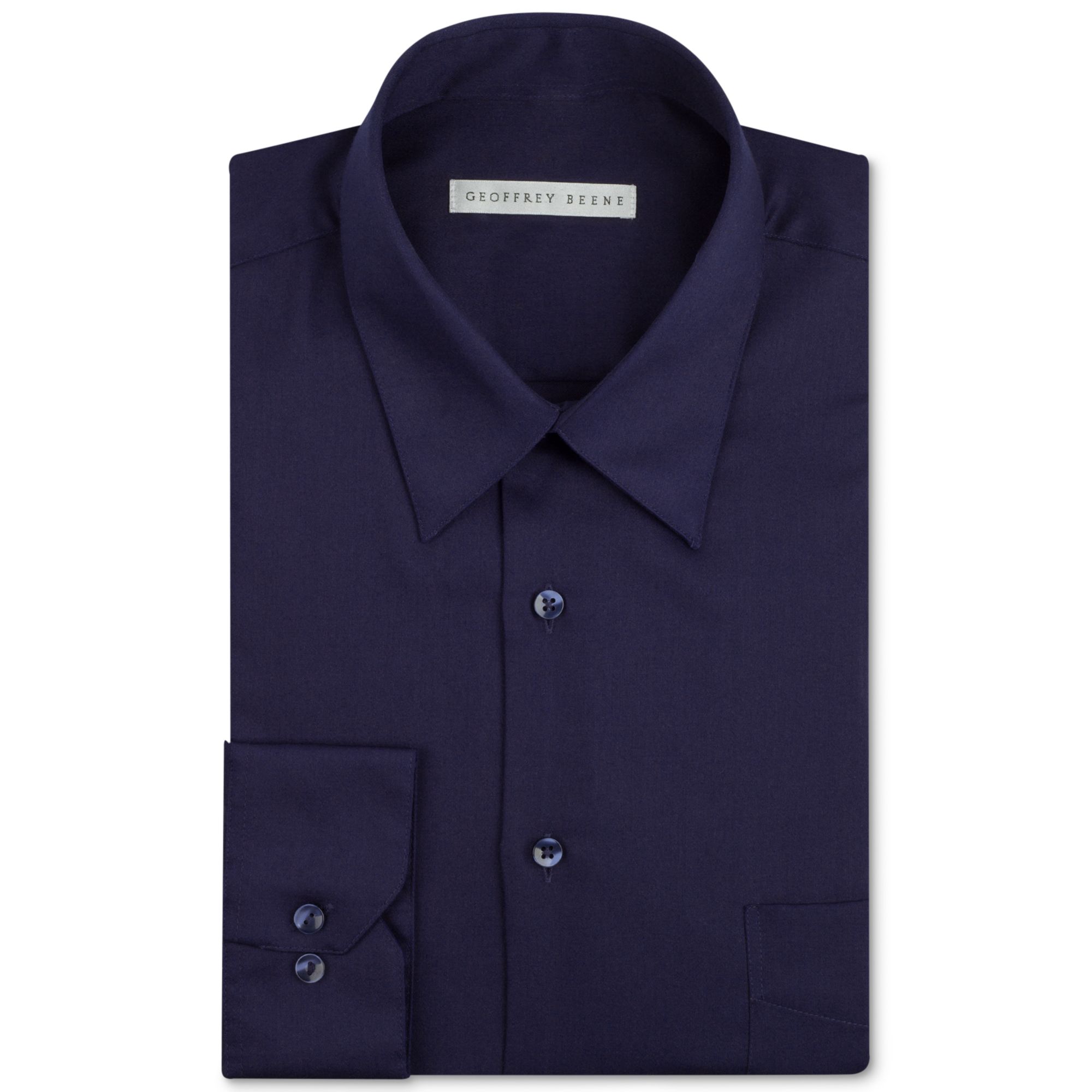 Geoffrey Beene Sateen Solid Dress Shirt in Blue for Men (New Navy) | Lyst