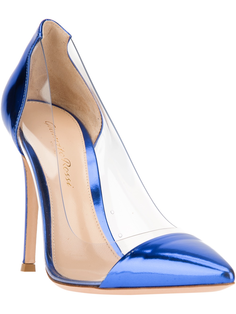 blue transparent heels