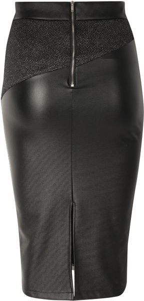 Jane Norman Metallic Cut About Pencil Skirt in Black (Silver) | Lyst