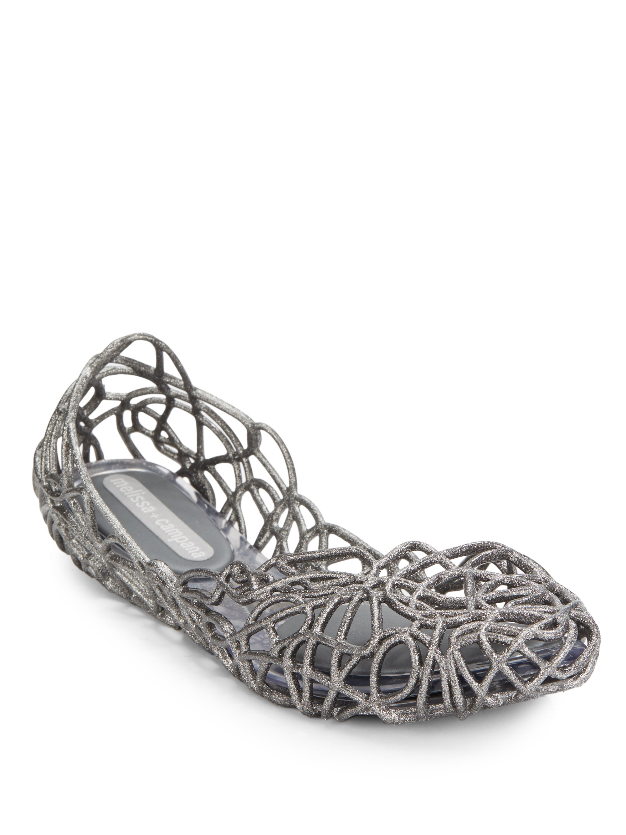 Melissa Campana Sapatilha Vi Woven Jelly Flats in Silver Glitter (Gray) -  Lyst