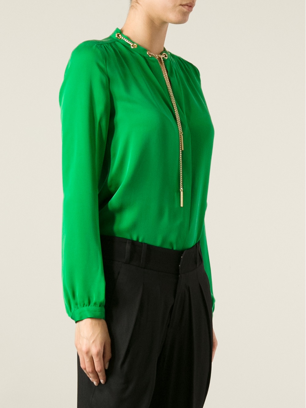 MICHAEL Michael Kors Chain Detail Blouse in Green Lyst