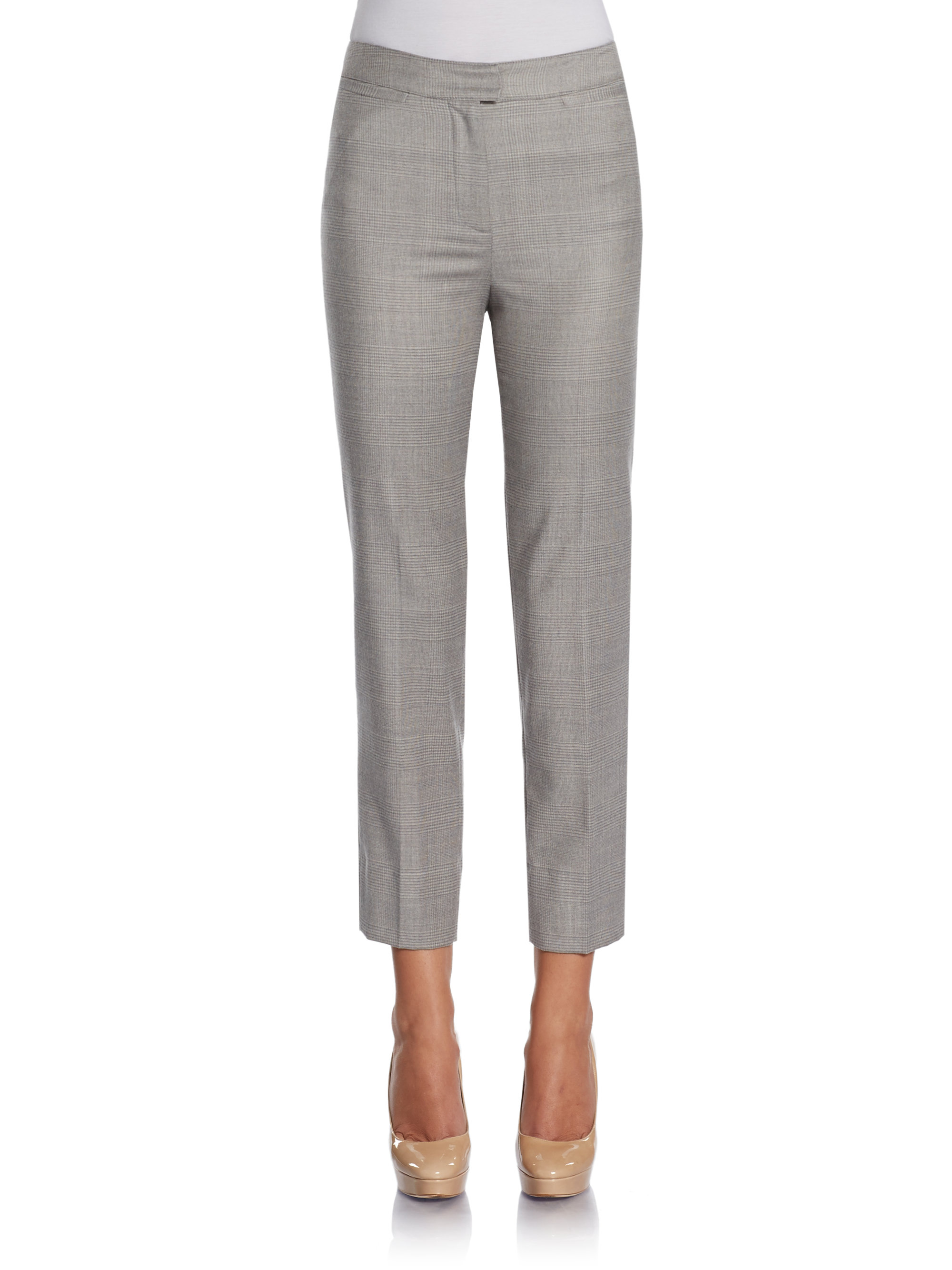Piazza Sempione Plaid Wool Blend Ankle Pants in Light Grey (Gray) - Lyst