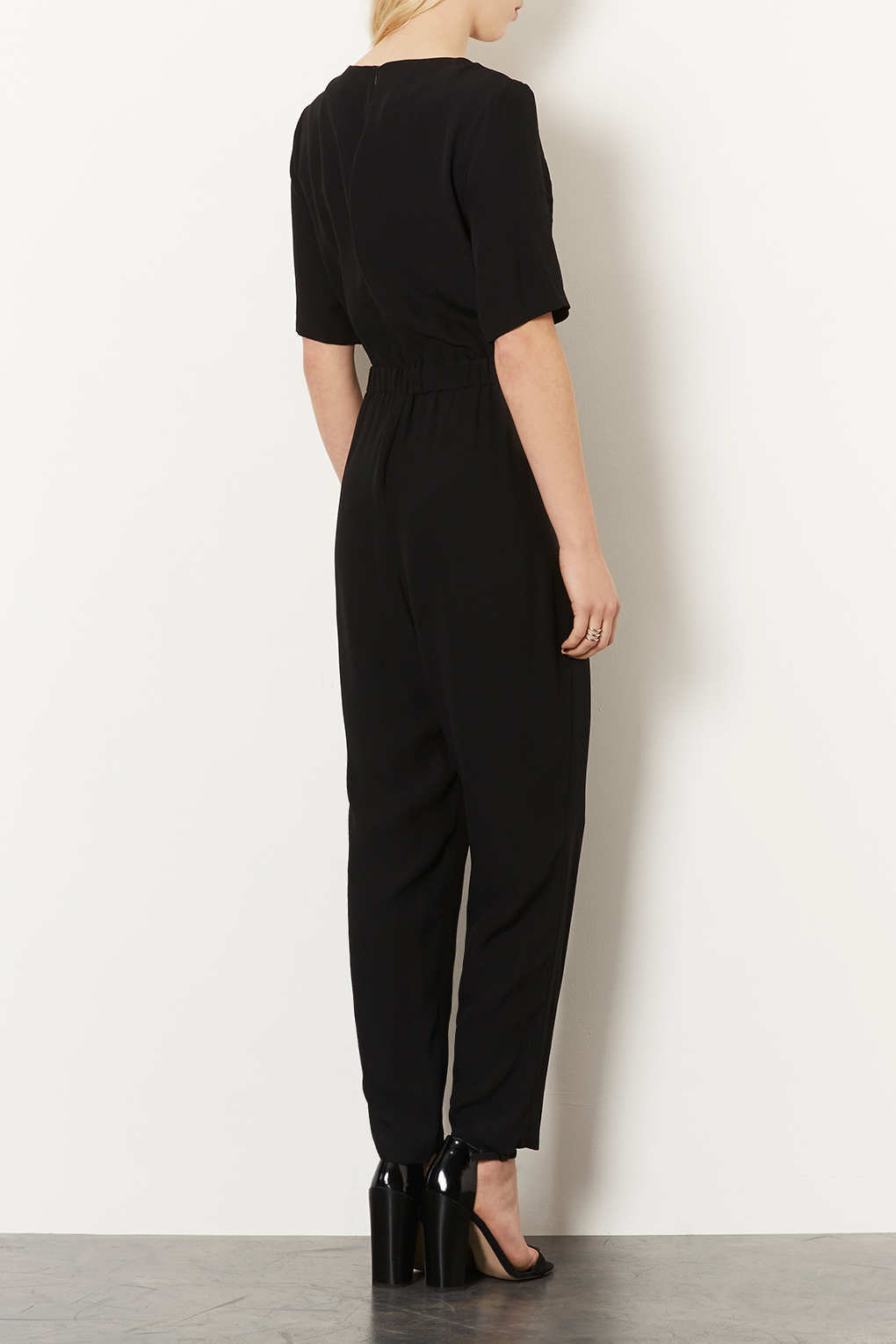 Lyst Matte Satin TShirt Jumpsuit in Black