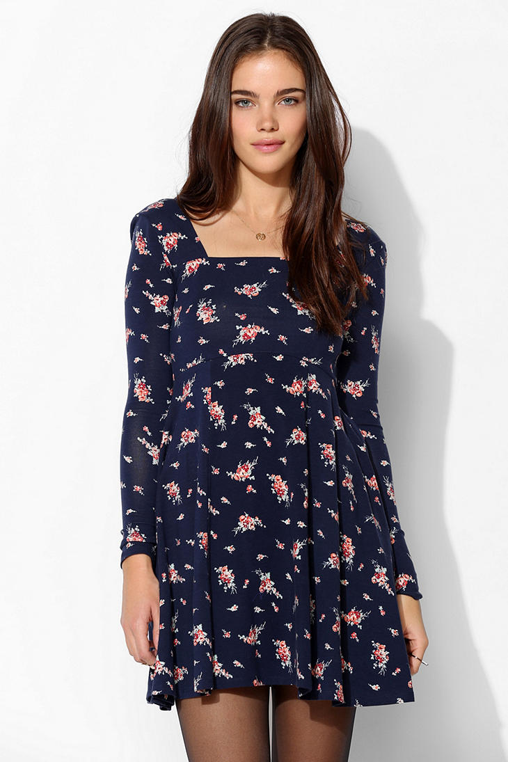 Lyst Urban Outfitters Kimchi Blue Charlotte Knit Squareneck Dress in Blue