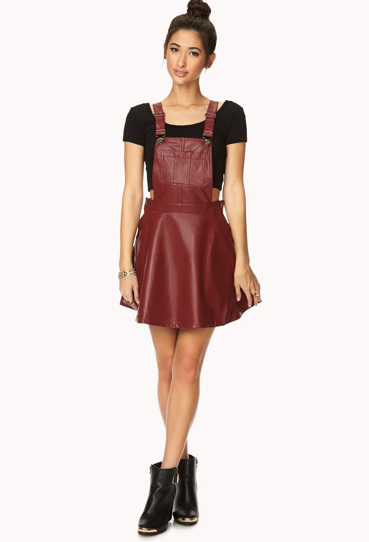 overall dress burgundy