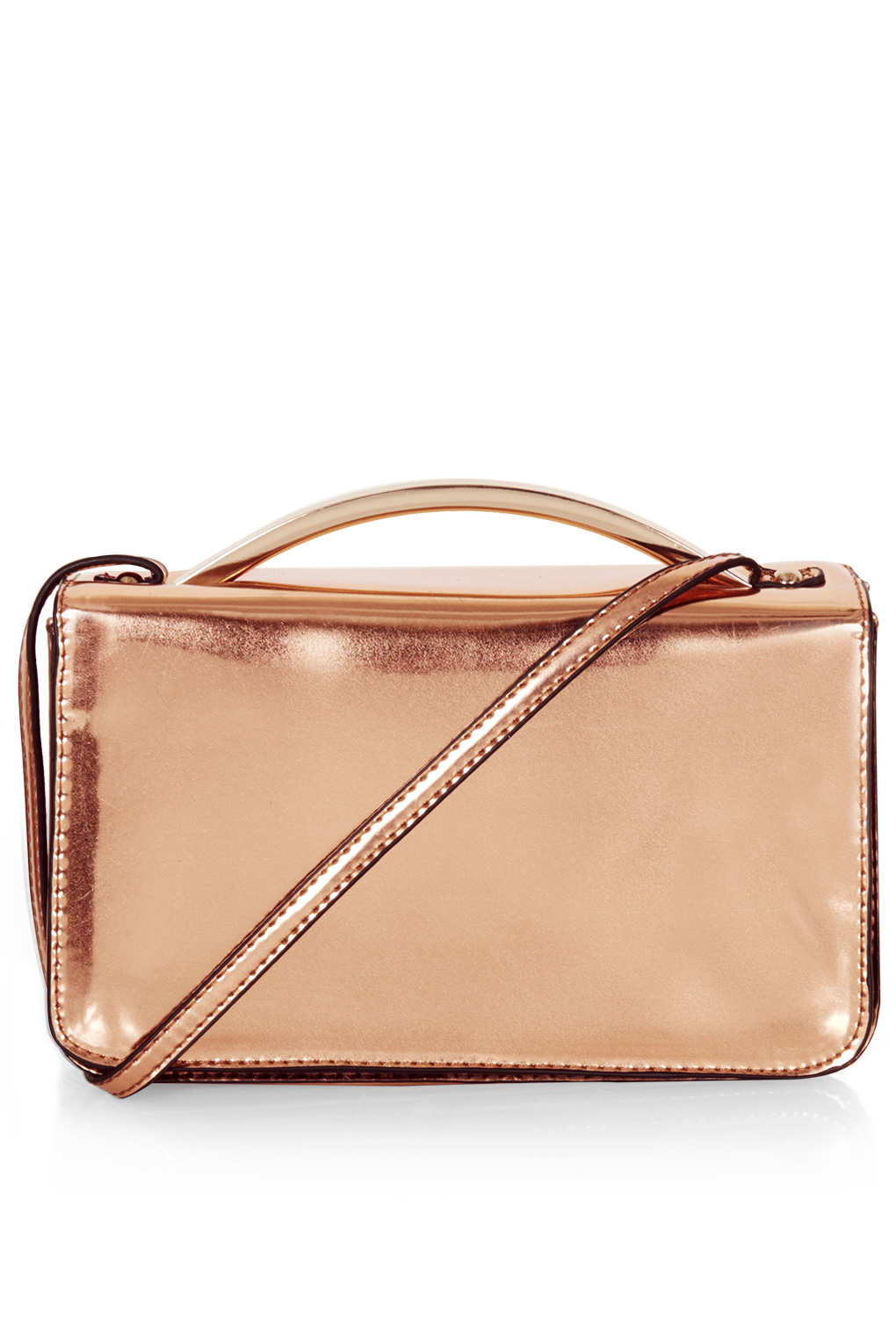 Lyst Top Metal Handle Crossbody Bag In Metallic Gallery
